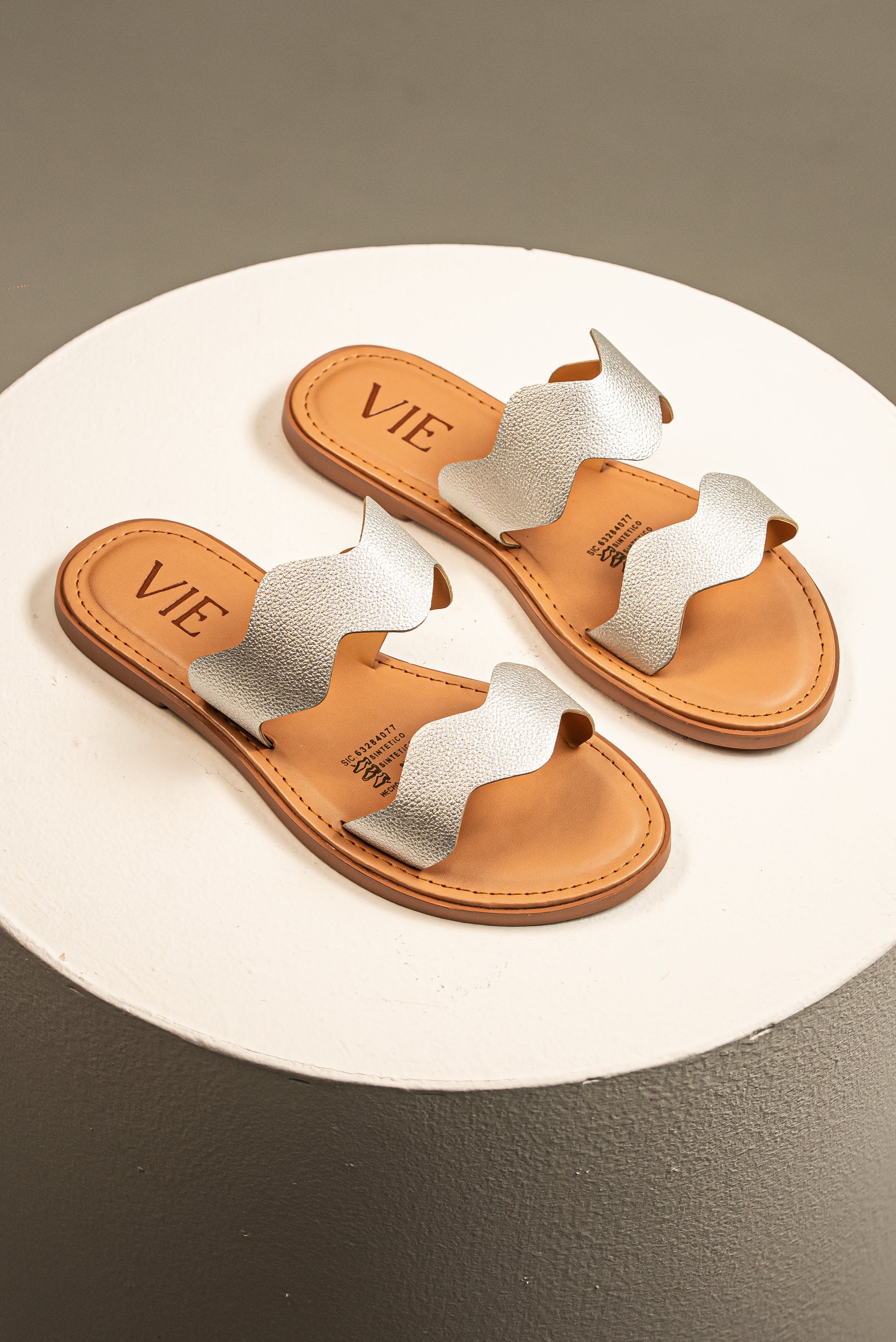 Sandalia Slide Metálico Silver