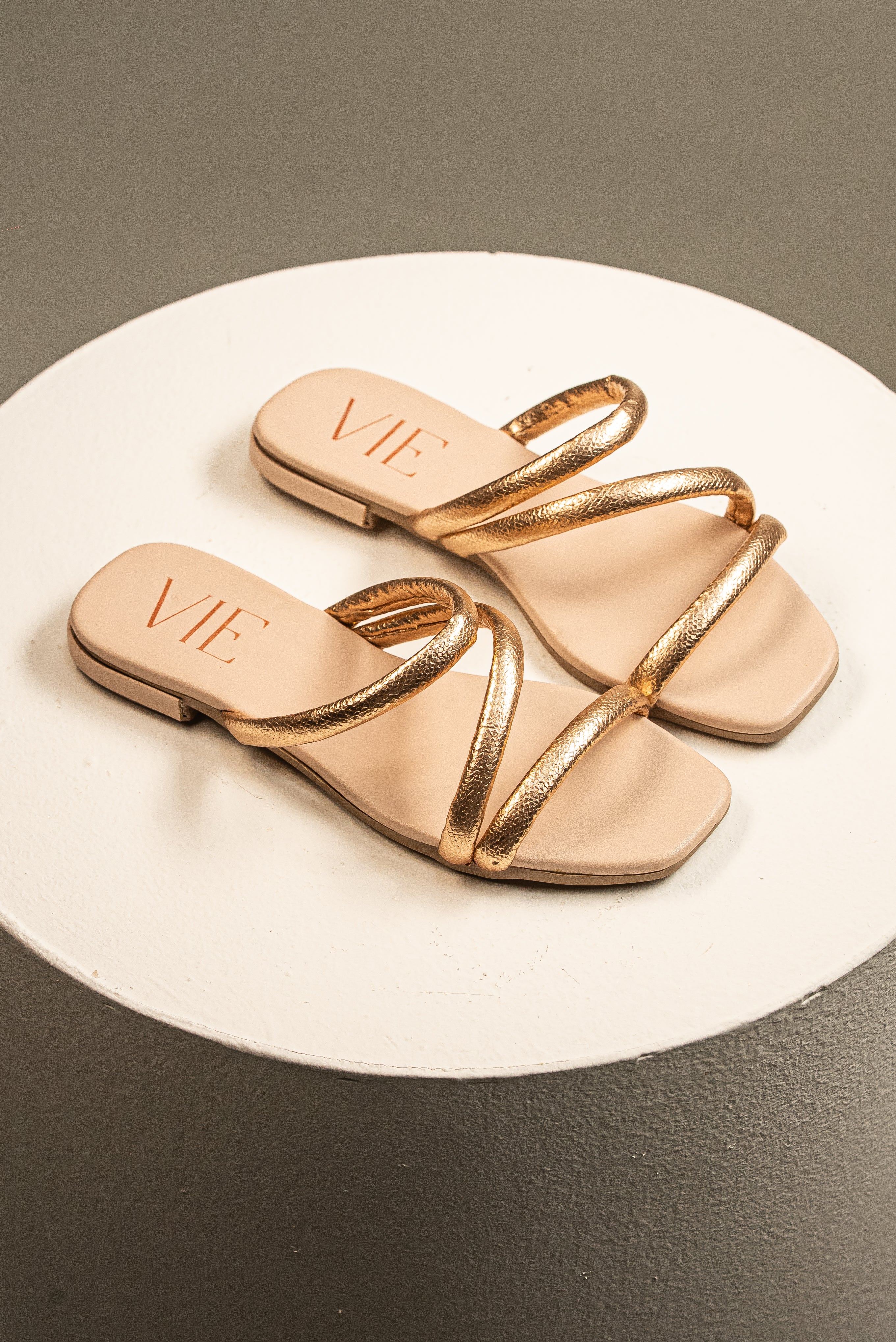 Sandalia Slide Cruzada Rose Gold