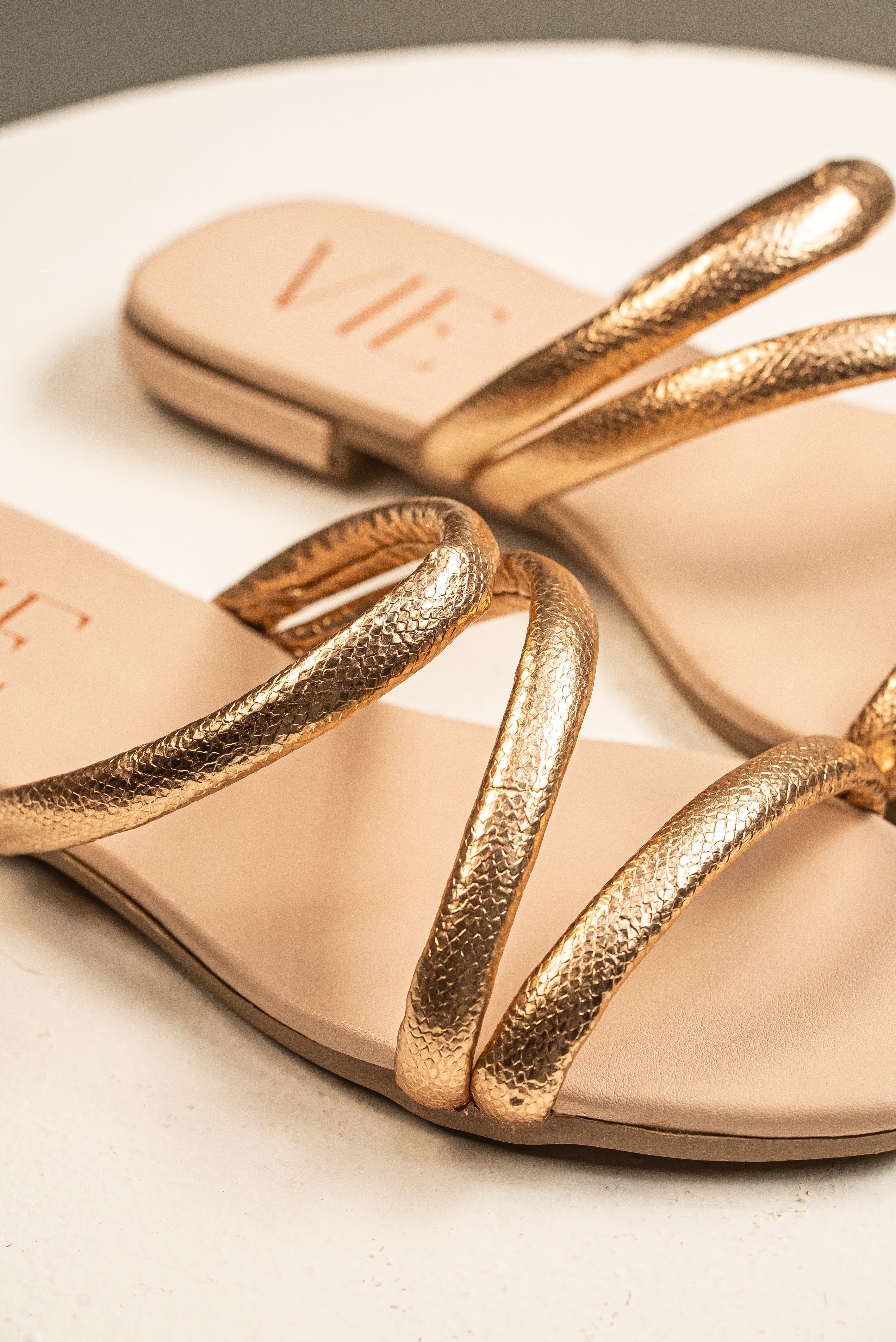 Sandalia Slide Cruzada Rose Gold