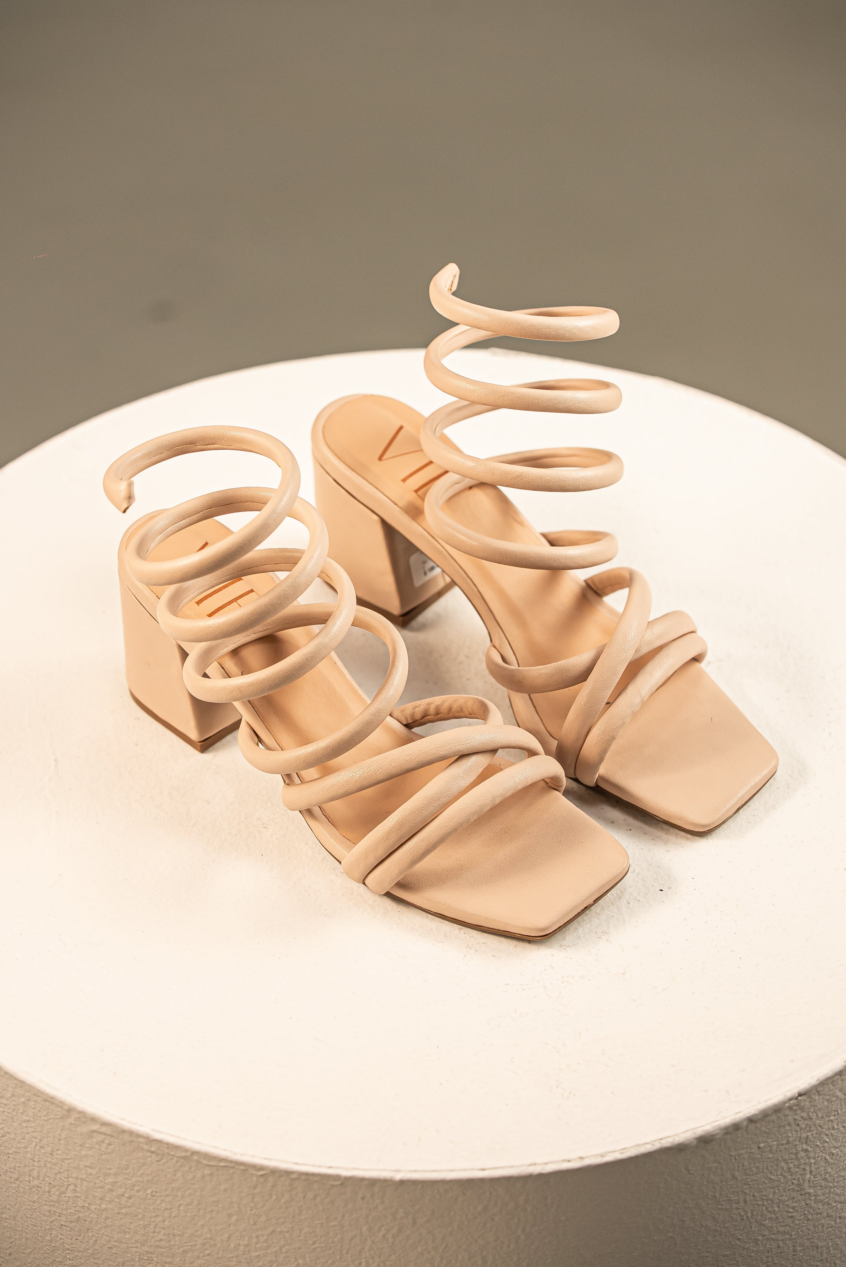 Tacón Bloque Nude Wrap